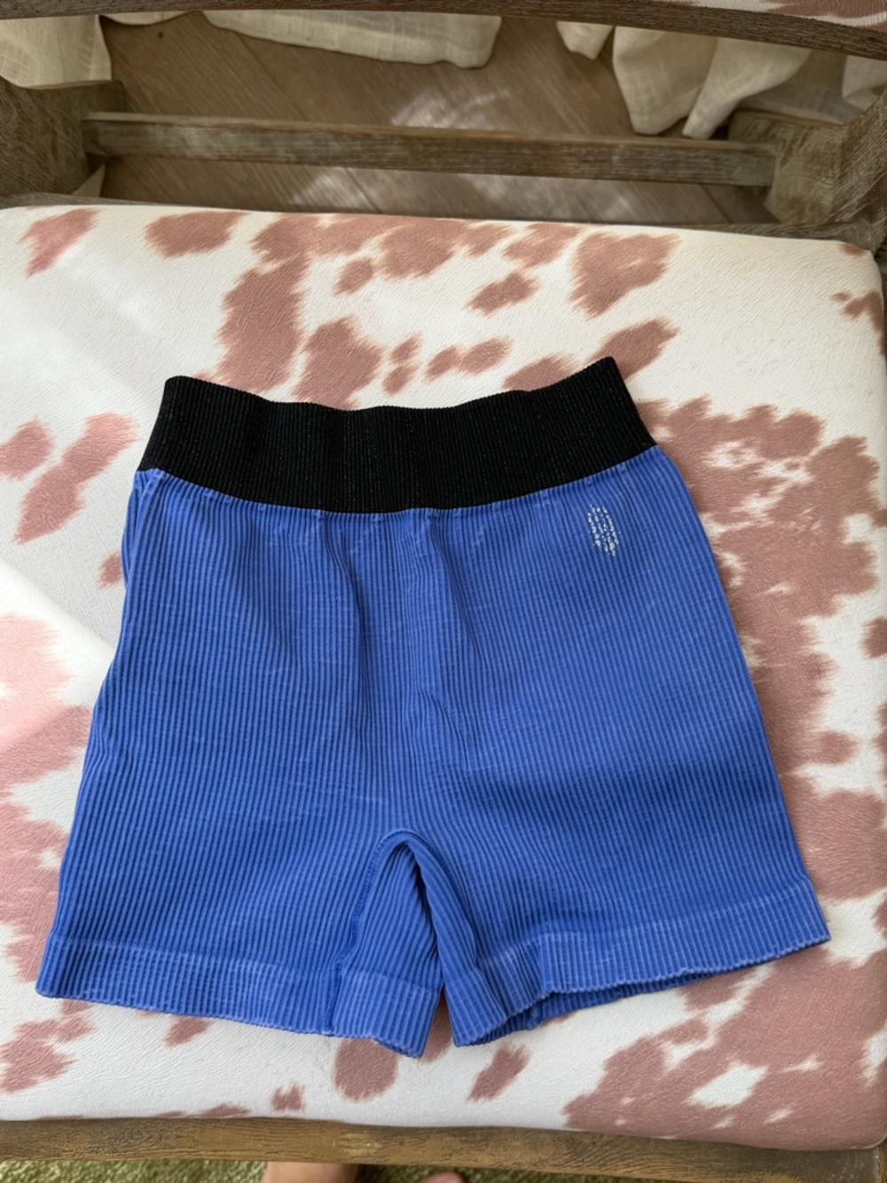 Free People Ribbed Blue Stretch Shorts